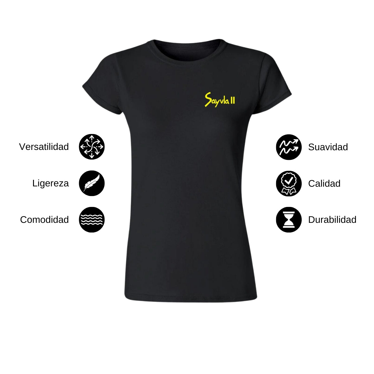 Playera Manga Corta Mujer Negro Personalizable Escudo