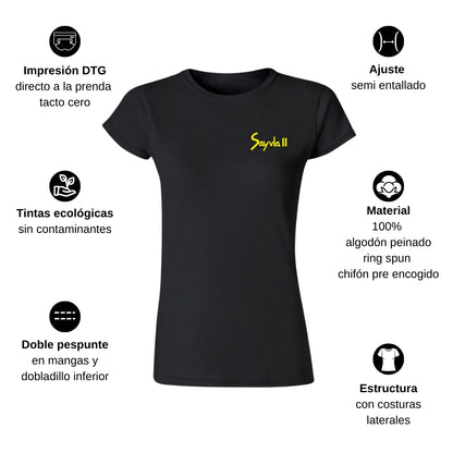 Playera Manga Corta Mujer Negro Personalizable Escudo