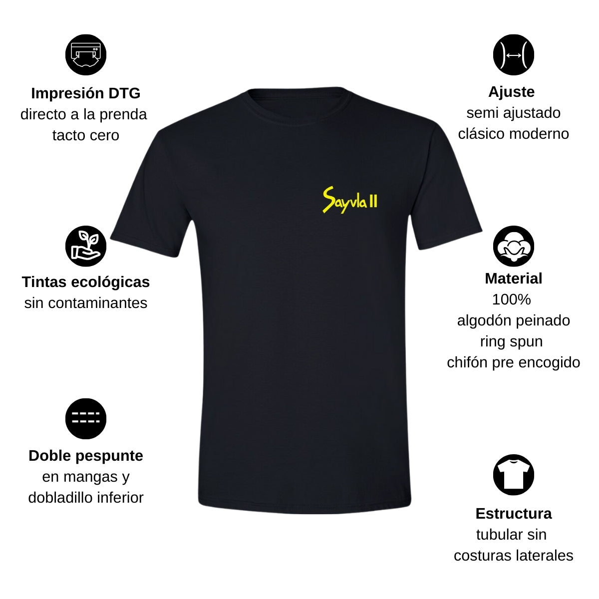 Playera Manga Corta Hombre Negro Personalizable Escudo