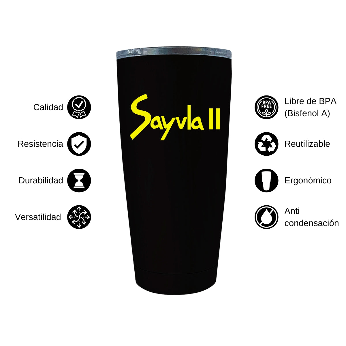 Termo Vaso Térmico 20 Oz Negro Personalizable Logo