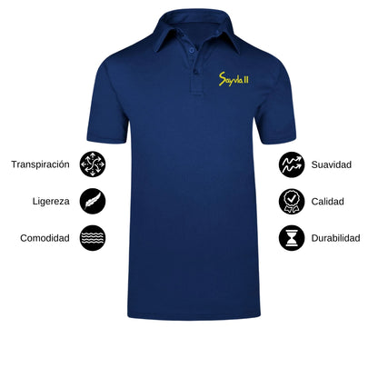 Playera Tipo Polo Hombre Manga Corta Azul Marino Personalizable Escudo