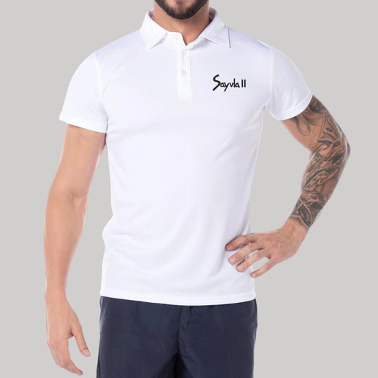 Playera Tipo Polo Hombre Manga Corta Blanco Personalizable Escudo