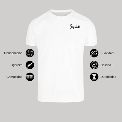 Playera Transpirable Hombre Manga Corta Blanca Escudo
