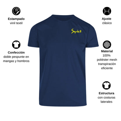 Playera Transpirable Hombre Manga Corta Azul Marino Escudo
