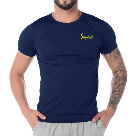 Playera Transpirable Hombre Manga Corta Azul Marino Escudo