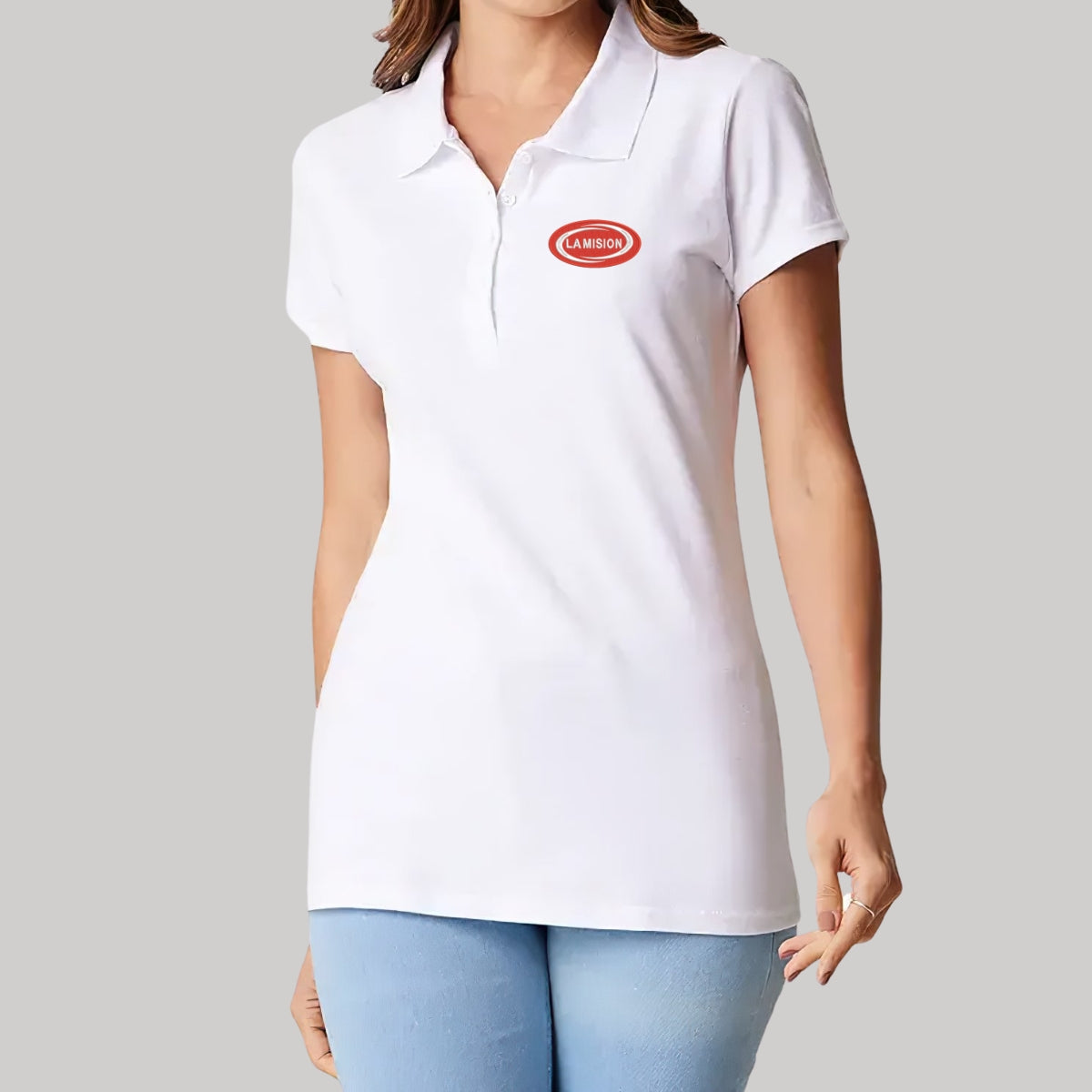 Playera Tipo Polo Piqué Mujer Manga Corta Blanco
