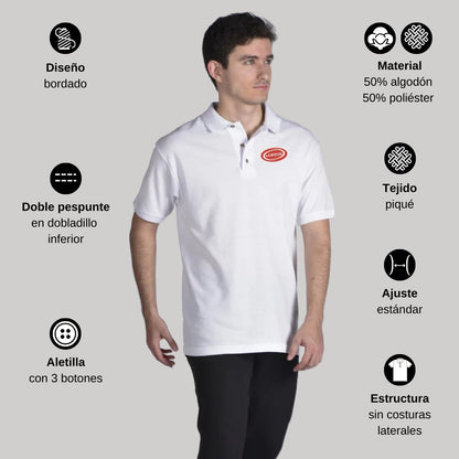 Playera Tipo Polo Piqué Hombre Manga Corta Blanco 2XG