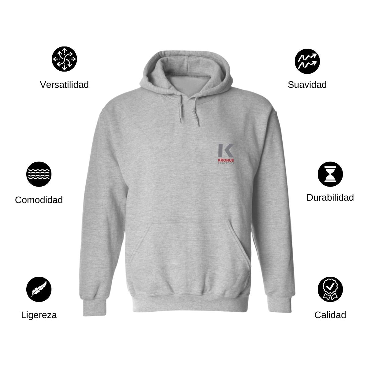 Sudadera c/Capucha Unisex Gris Personalizable Escudo