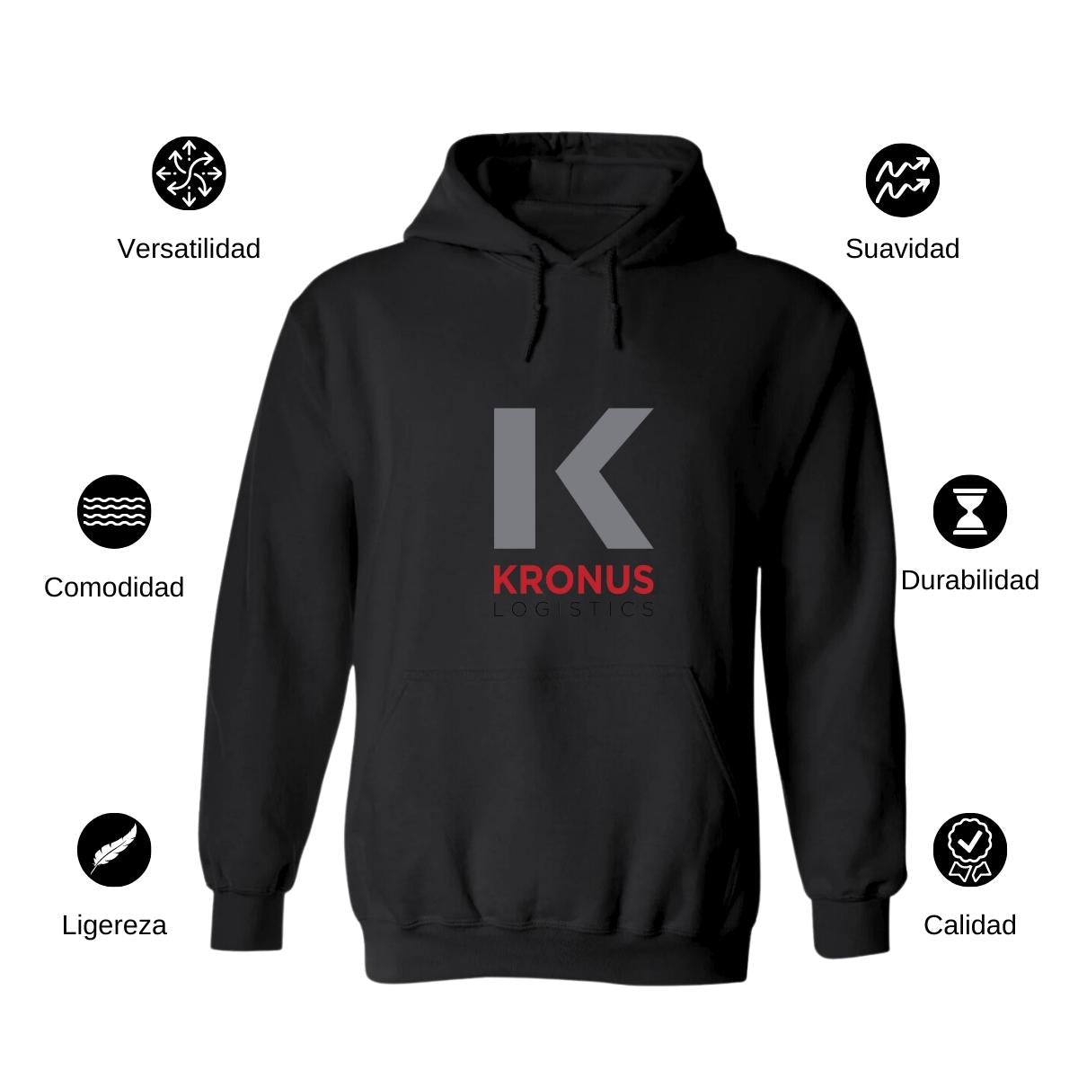 Sudadera c/Capucha Unisex Negro Personalizable Logo