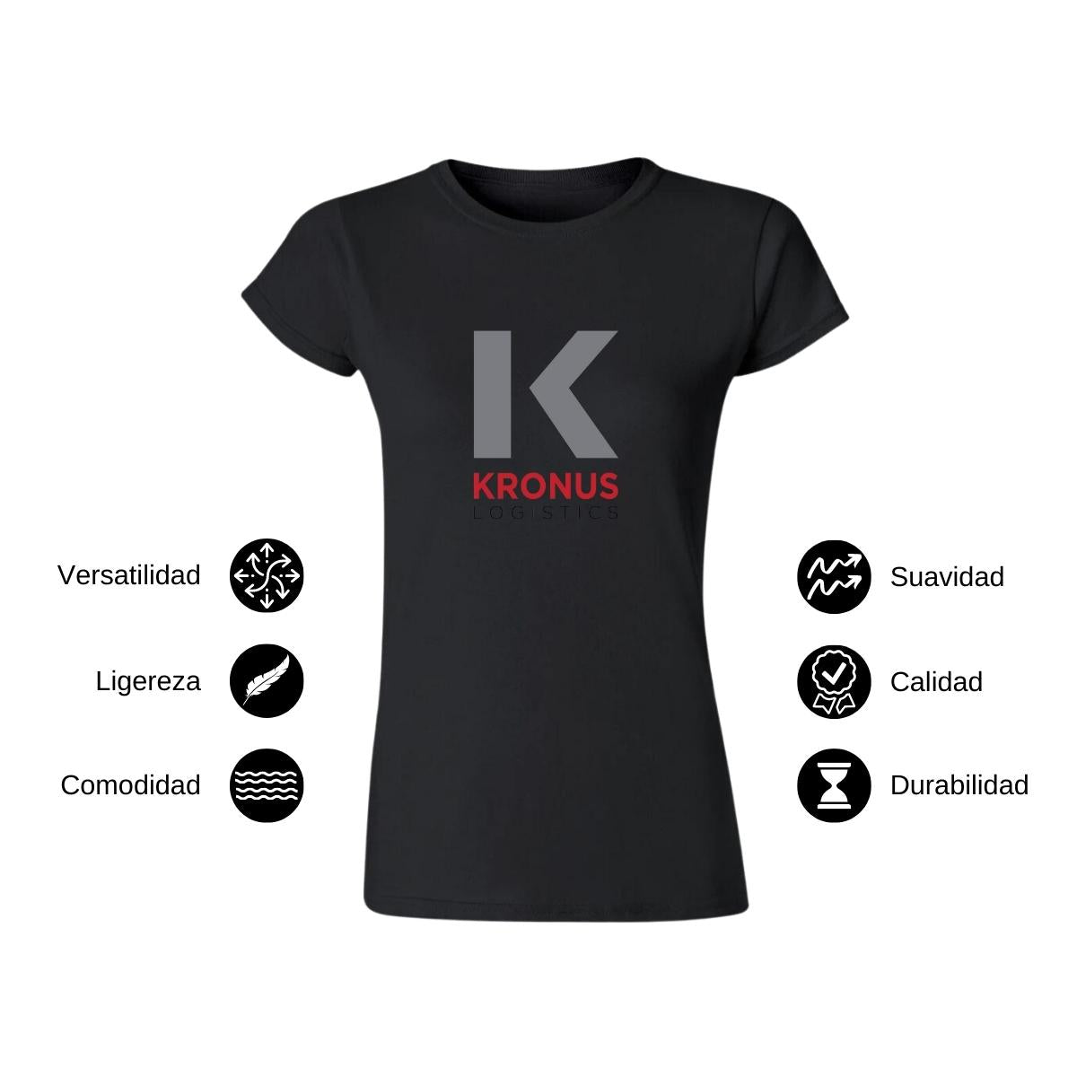 Playera Manga Corta Mujer Negro Personalizable Logo