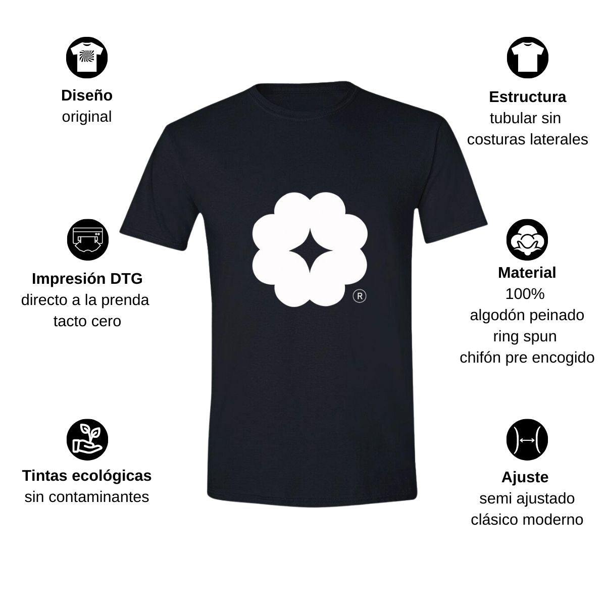 Playera Manga Corta Hombre Negro Logo Personalizable