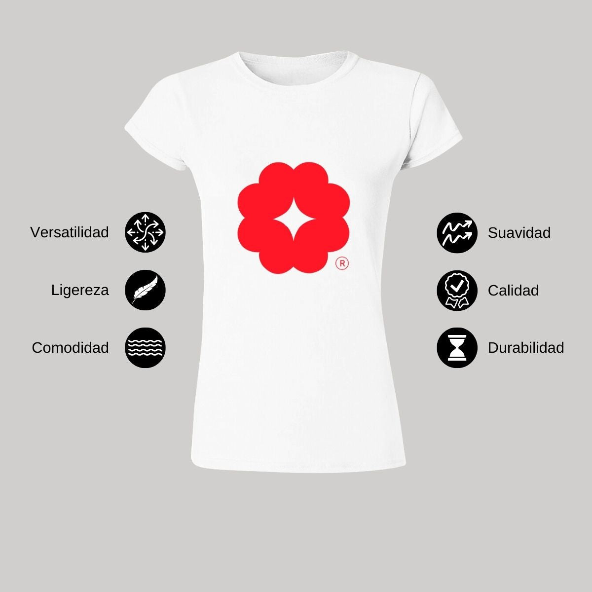Playera Manga Corta Mujer Blanco Logo Personalizable