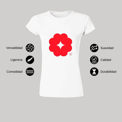 Playera Manga Corta Mujer Blanco Logo Personalizable