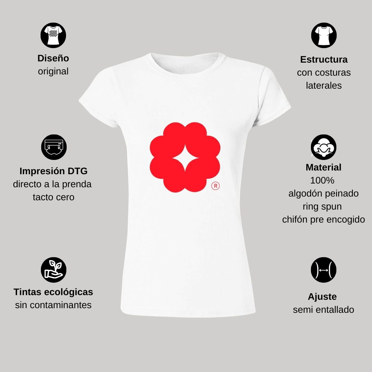 Playera Manga Corta Mujer Blanco Logo Personalizable