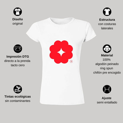 Playera Manga Corta Mujer Blanco Logo Personalizable