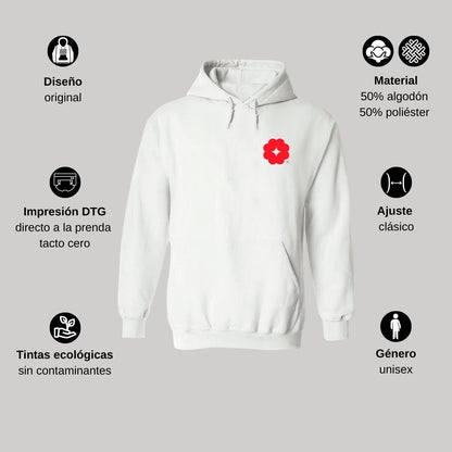 Sudadera c/Capucha Unisex Blanco Logo Nombre Personalizable